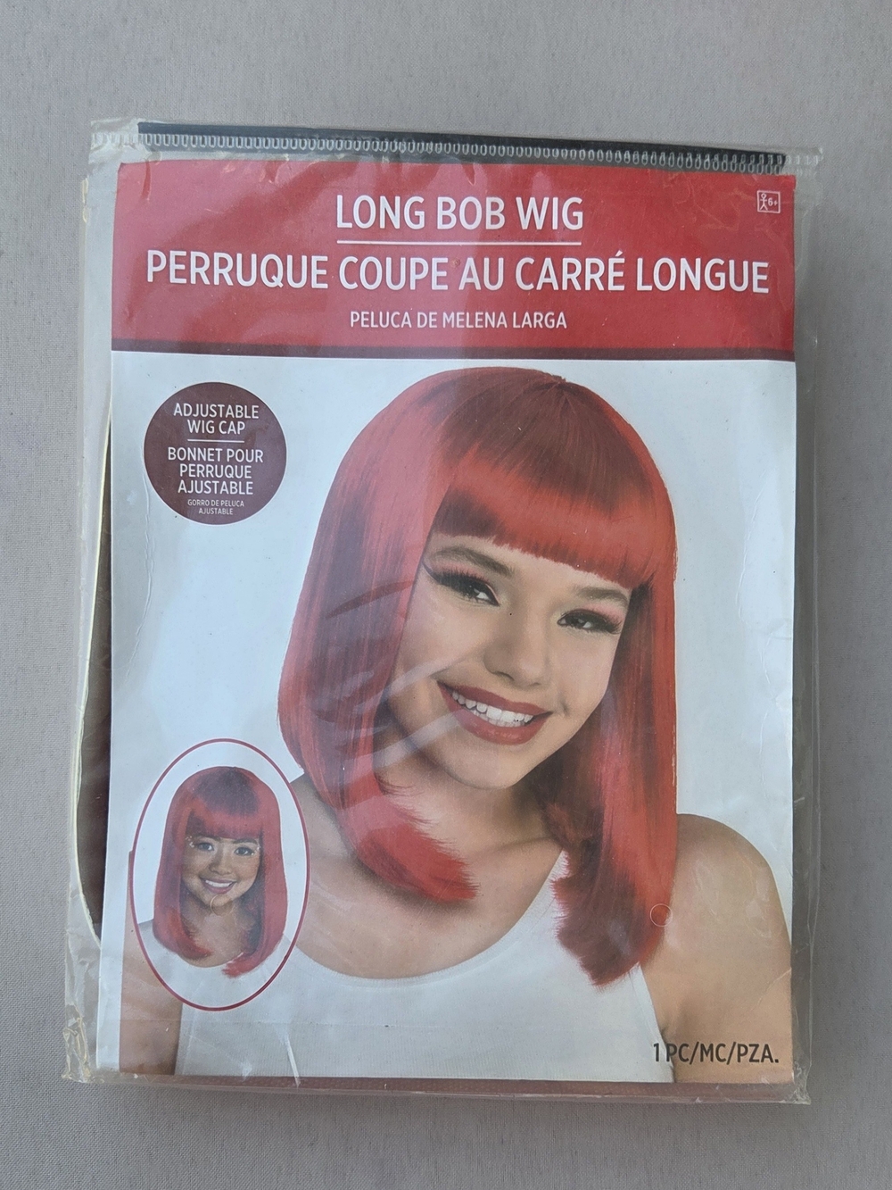 NWT Amscan Red Long Bob Costume Wig with Bangs Unopened